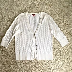 🎈Merian Brand White cardigan, size XL